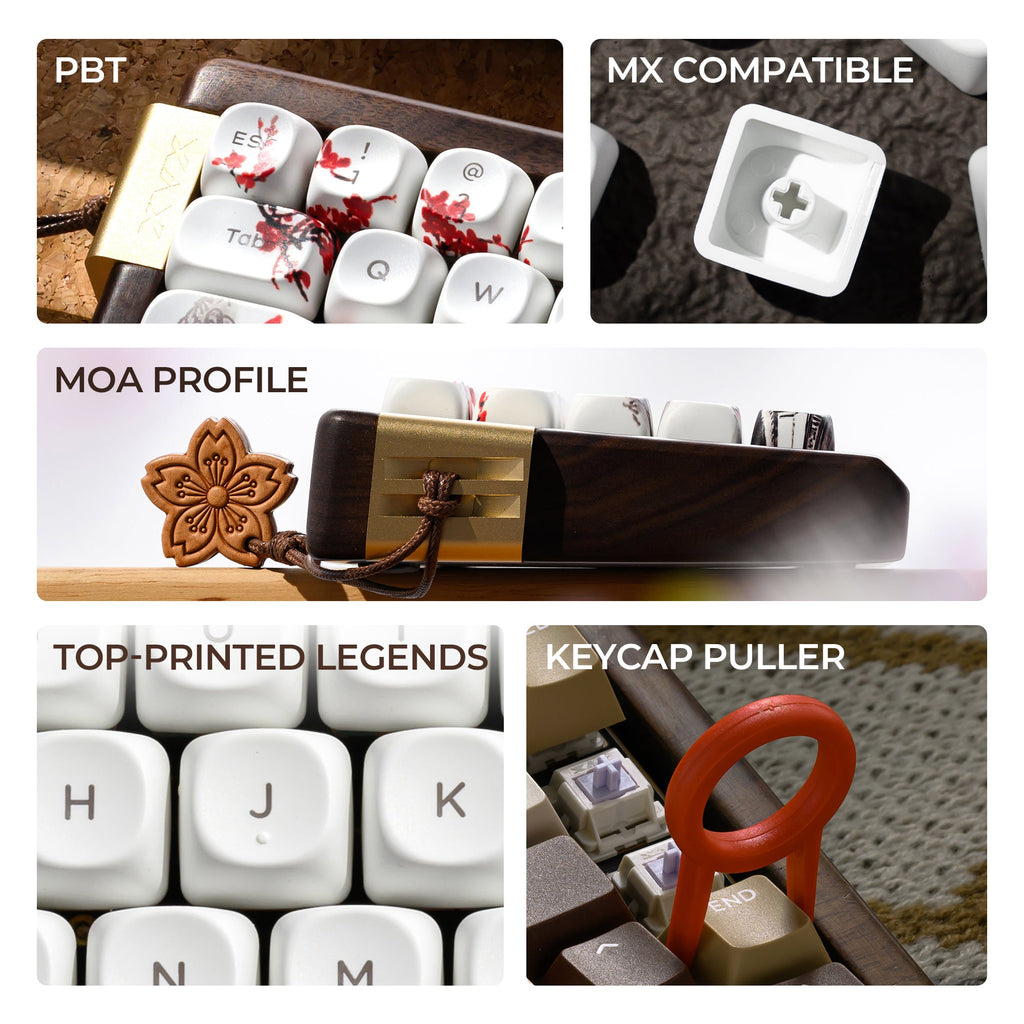 XVX Mono Plum Blossom MOA Profile Shine-Through PBT Keycap Set