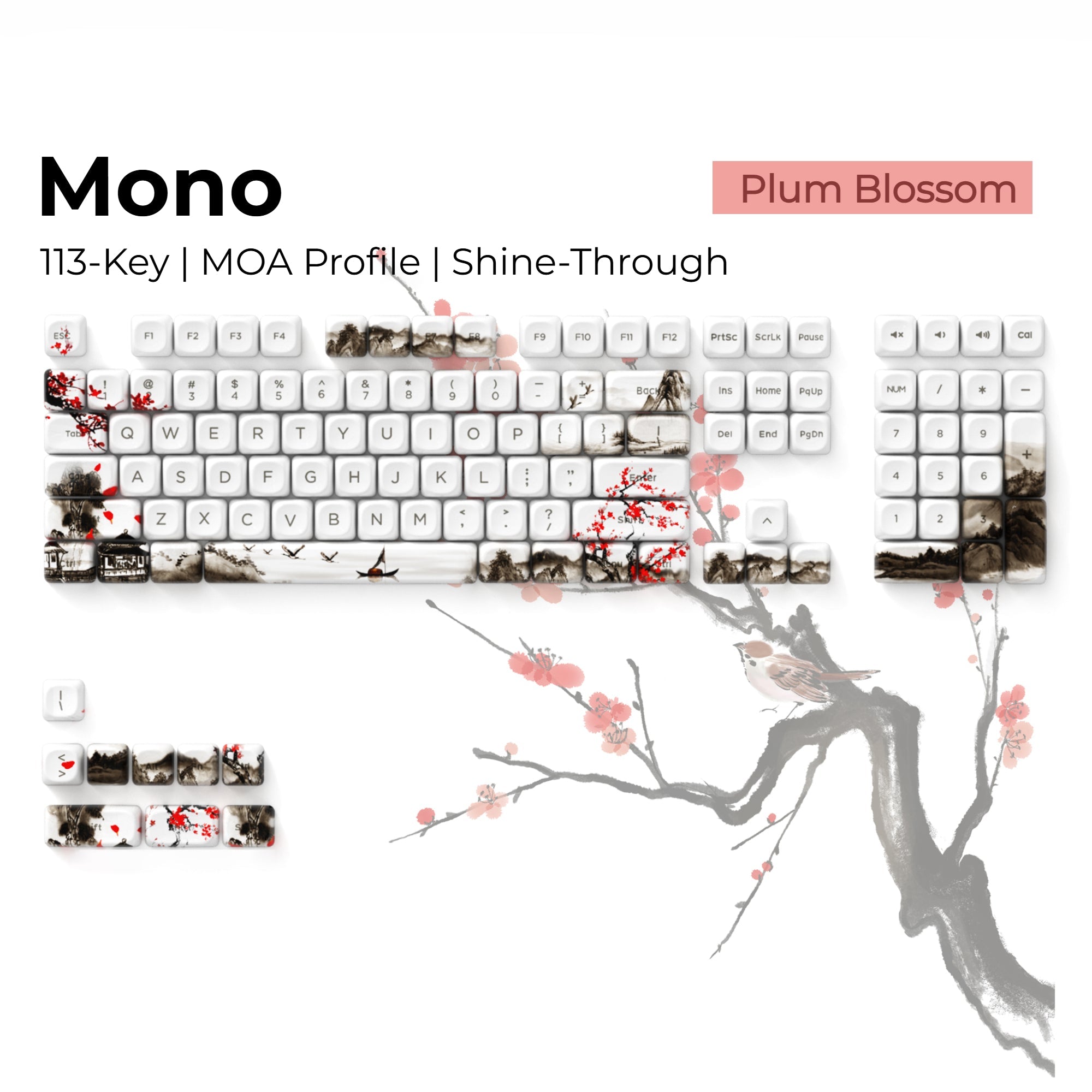 XVX Mono Plum Blossom MOA Profile Shine-Through PBT Keycap Set